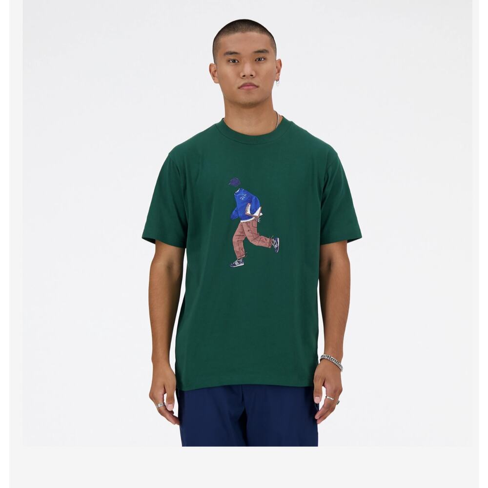 NWT New Balance Men's Green Short Sleeves Relaxed T-shirt Size‎ Medium